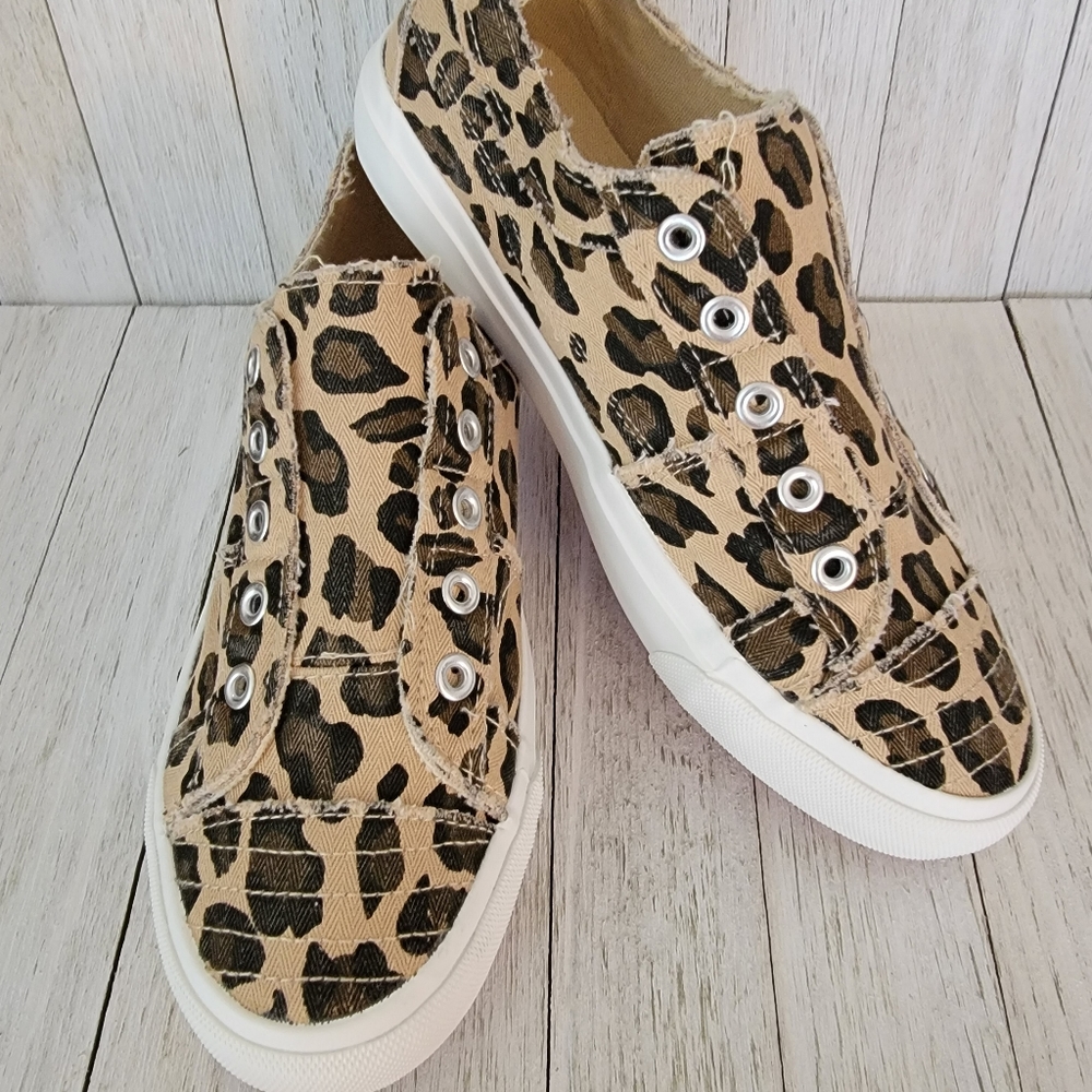 Corkys Leopard Print Slip-On Sneakers in Tan and Black
